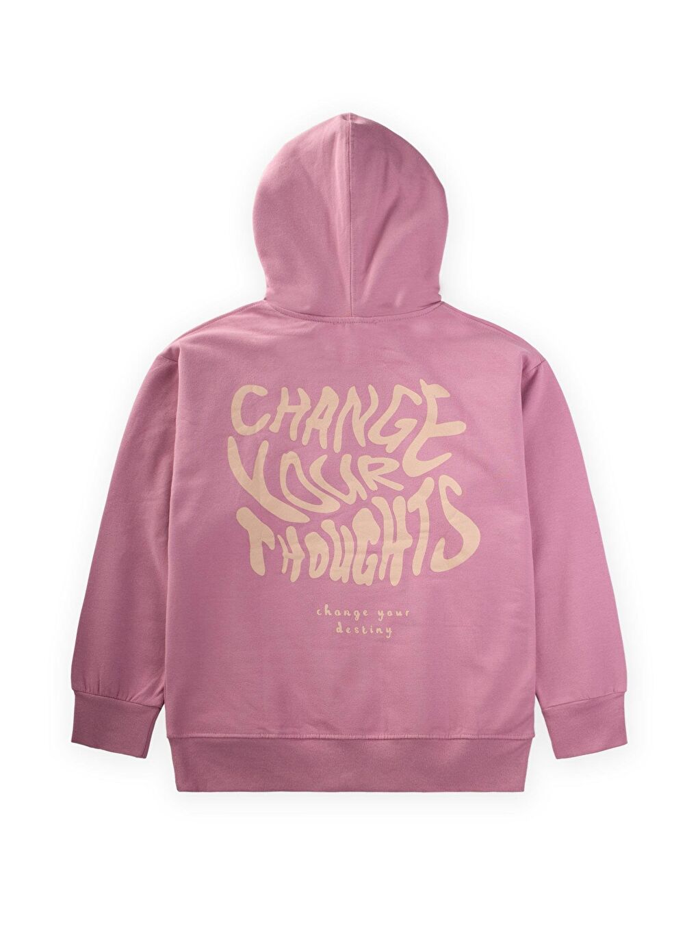 CİGİT Pembe Change Your Thouchts Baskılı Sweatshirt 9-14 Yaş Gül Kurusu - 1