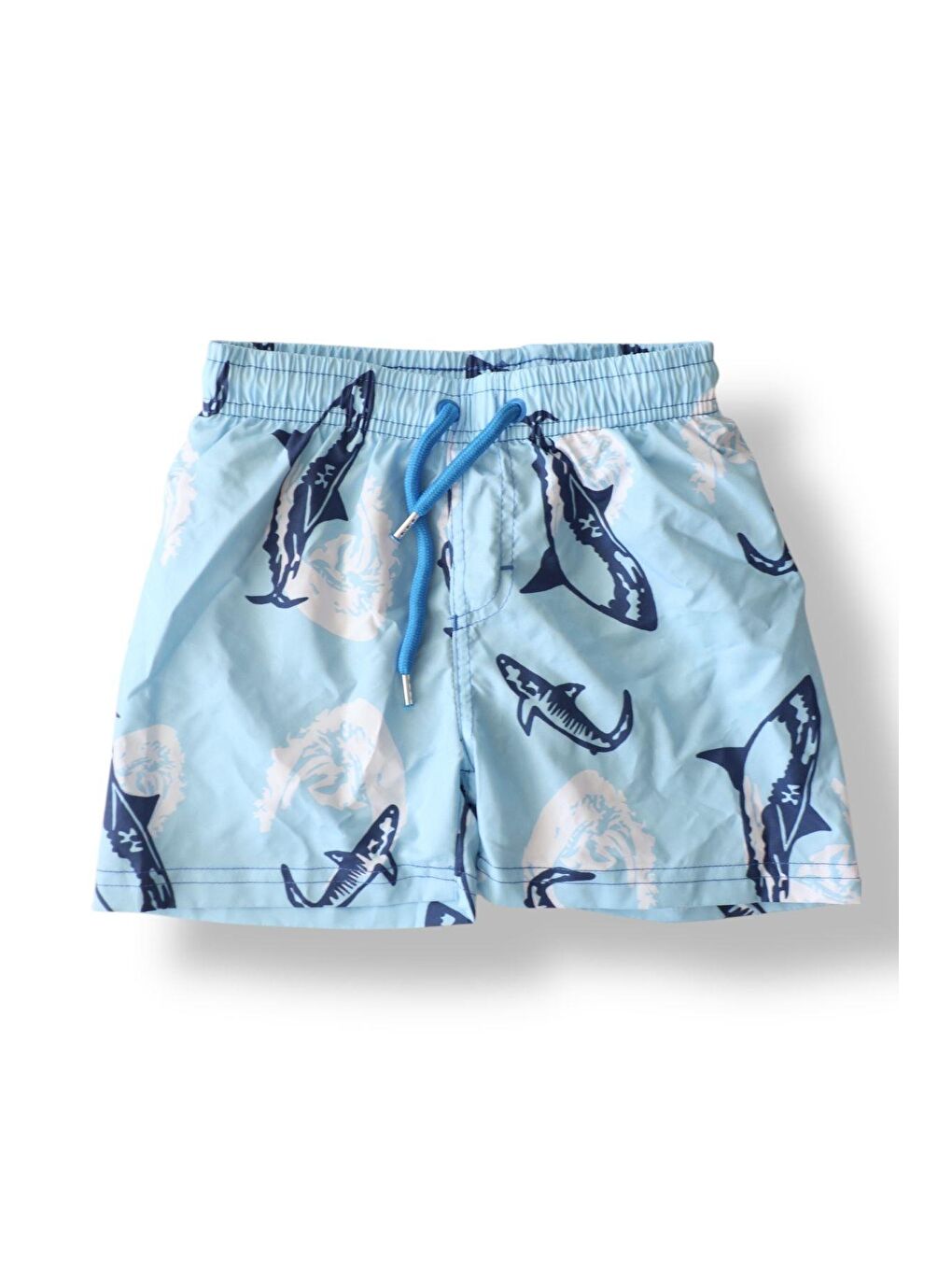 Mavi Erkek Çocuk Köpek Balığı Desenli Deniz Şortu