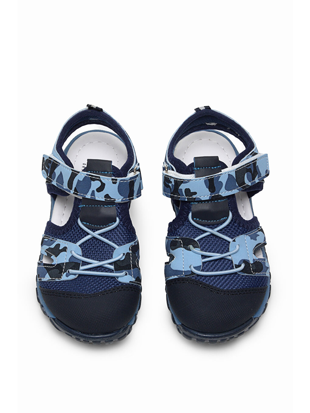 Çocuk Unisex Lacivert Kamuflaj Çoçuk Cırt Ve Bağcıklı Rahat Kalıp Sandalet-1