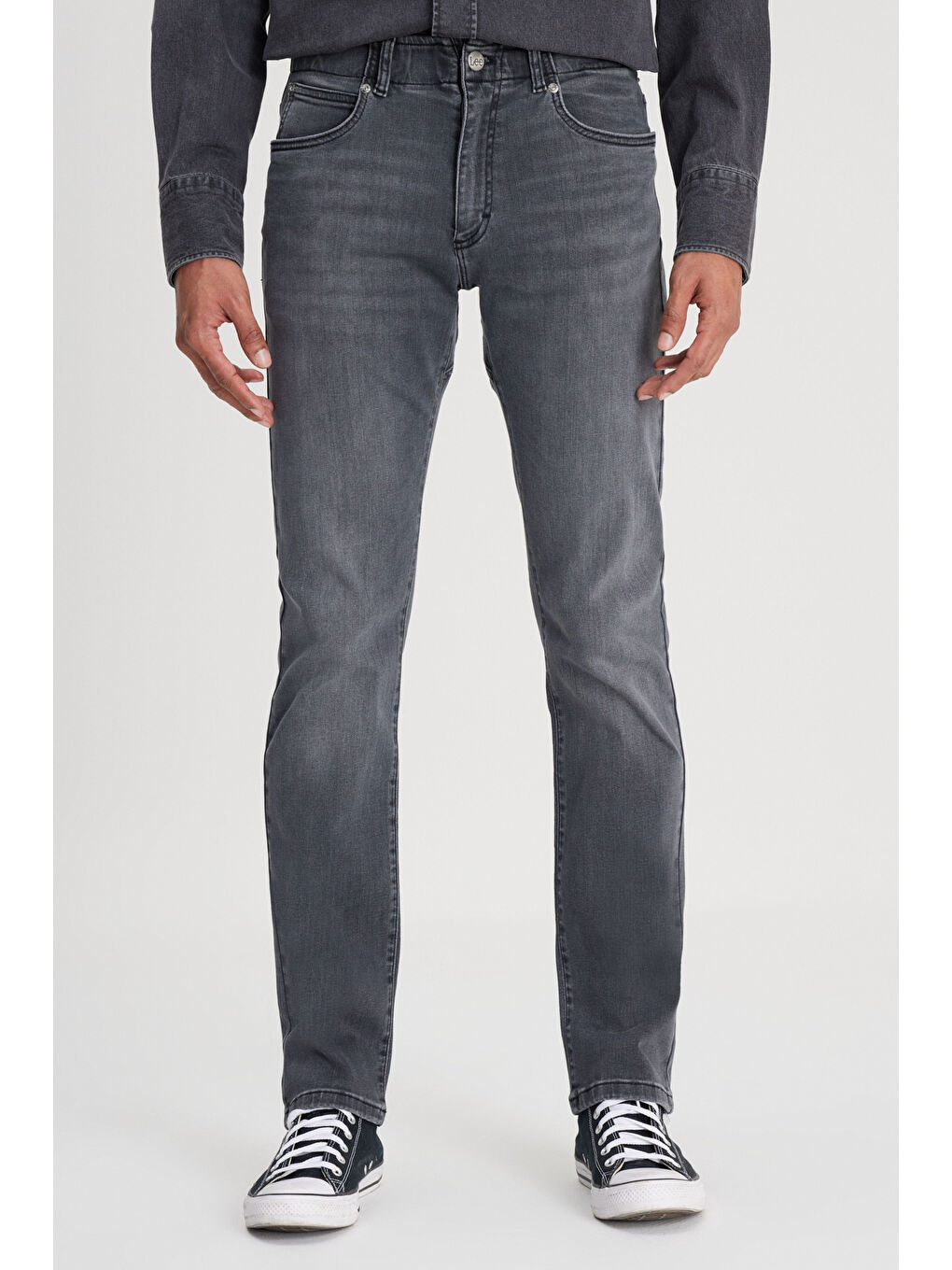 Slim Tapered Fit Dar Kesim Normal Bel Düz Paça Extreme Motion Koyu Gri Esnek Jean Pantolon-6