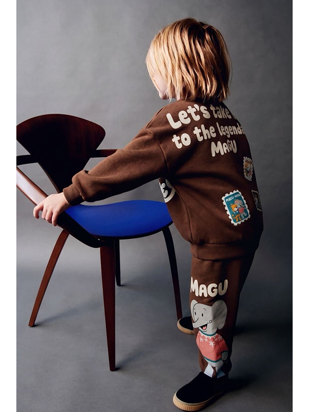 Karışık Çocuk And Milo Kahverengi Sweatshirt Ve Eşofman Altı Takımı-1