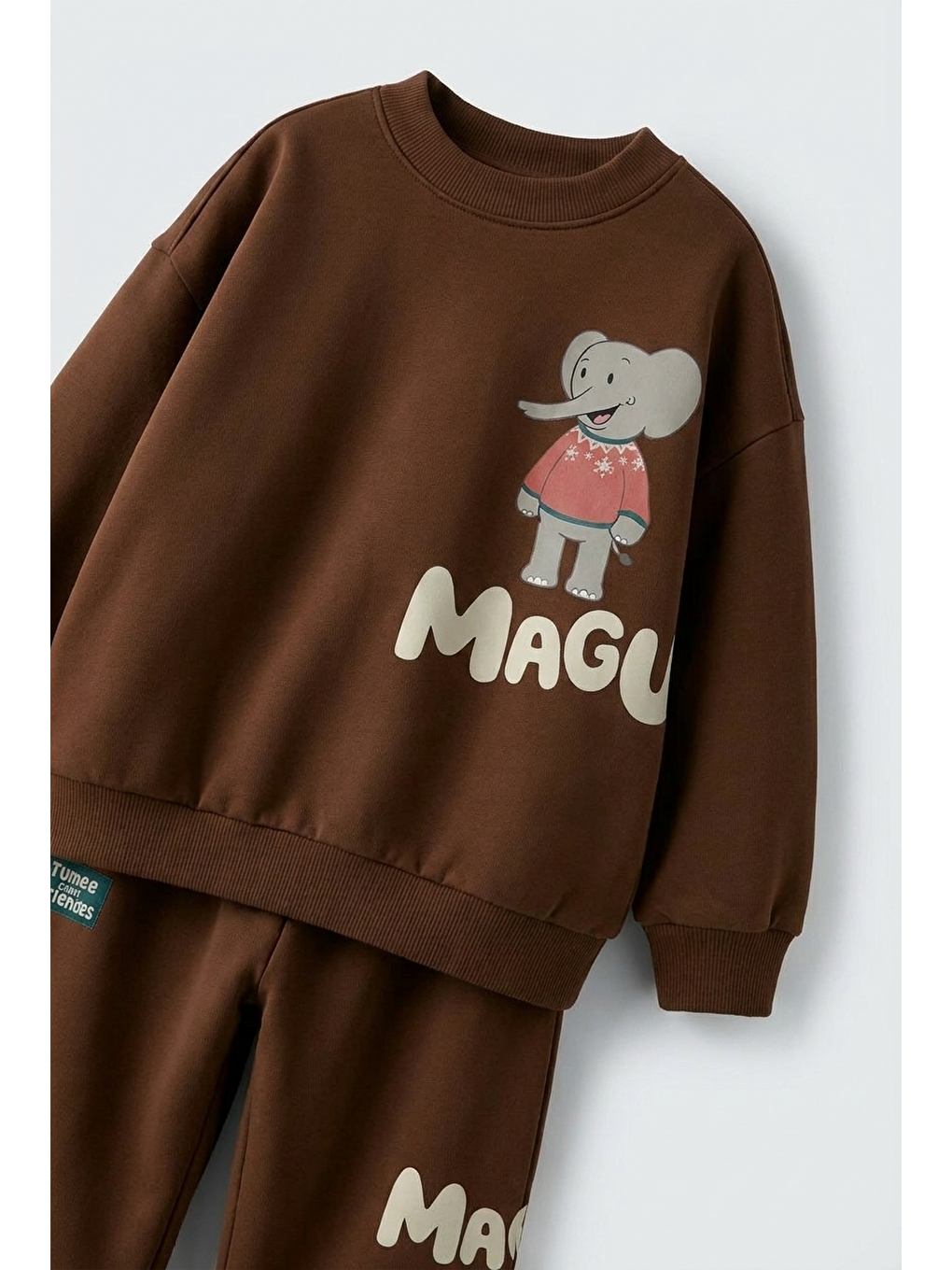 Karışık Çocuk And Milo Kahverengi Sweatshirt Ve Eşofman Altı Takımı-3