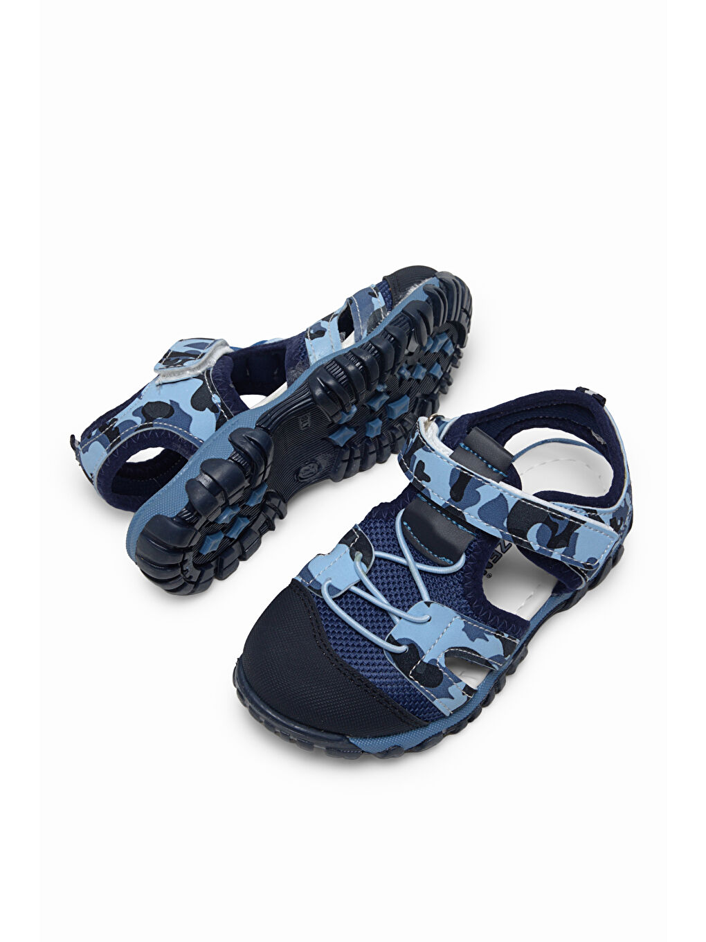 Çocuk Unisex Lacivert Kamuflaj Çoçuk Cırt Ve Bağcıklı Rahat Kalıp Sandalet-2