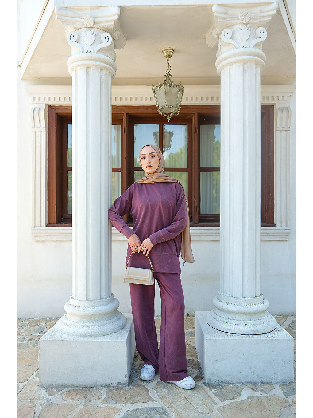 Kadın Yırtmaç Detay Yıkama Takım Bordo-2