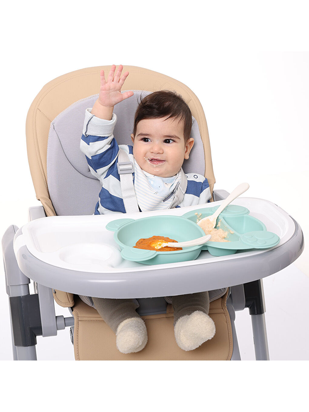 baby plus Karışık Panda Tabak Seti - Yeşil - 1