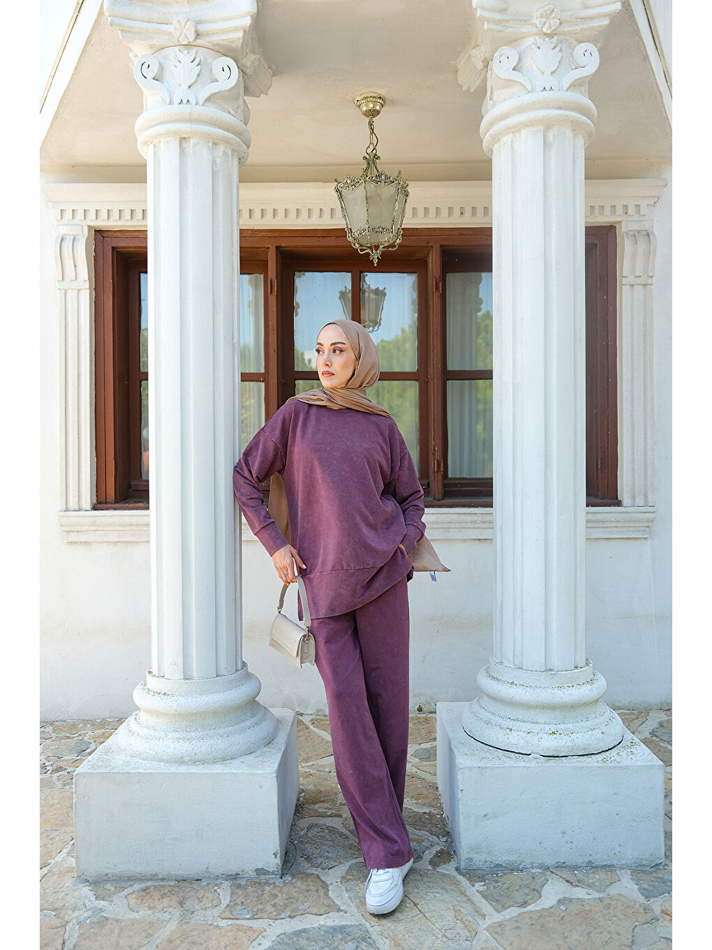 Kadın Yırtmaç Detay Yıkama Takım Bordo-3