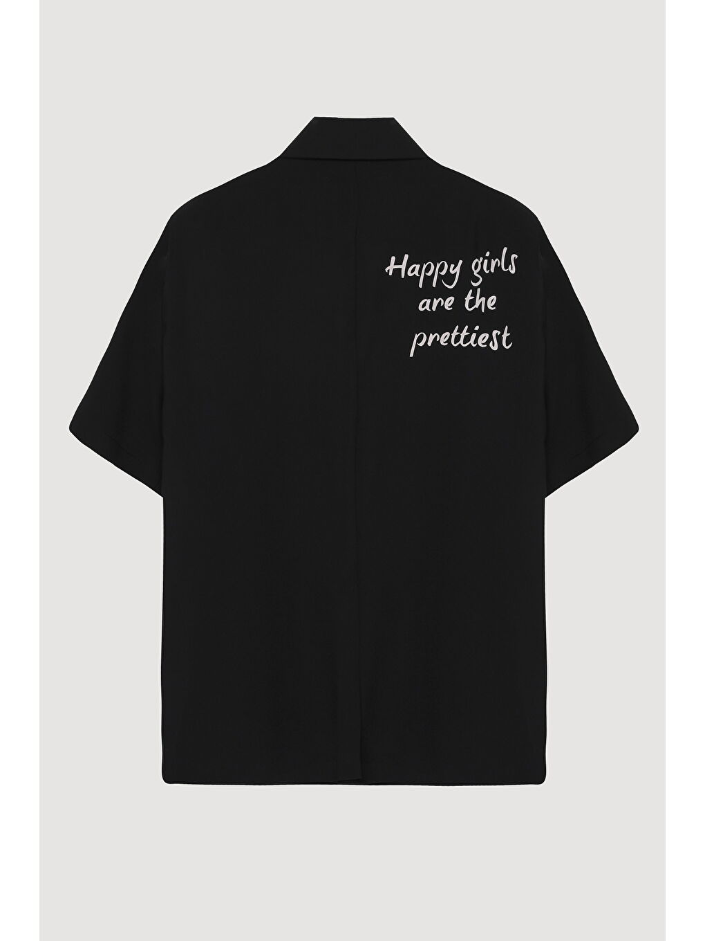 Kruvaze Yaka Kısa Kol Blazer Ceket Siyah-1