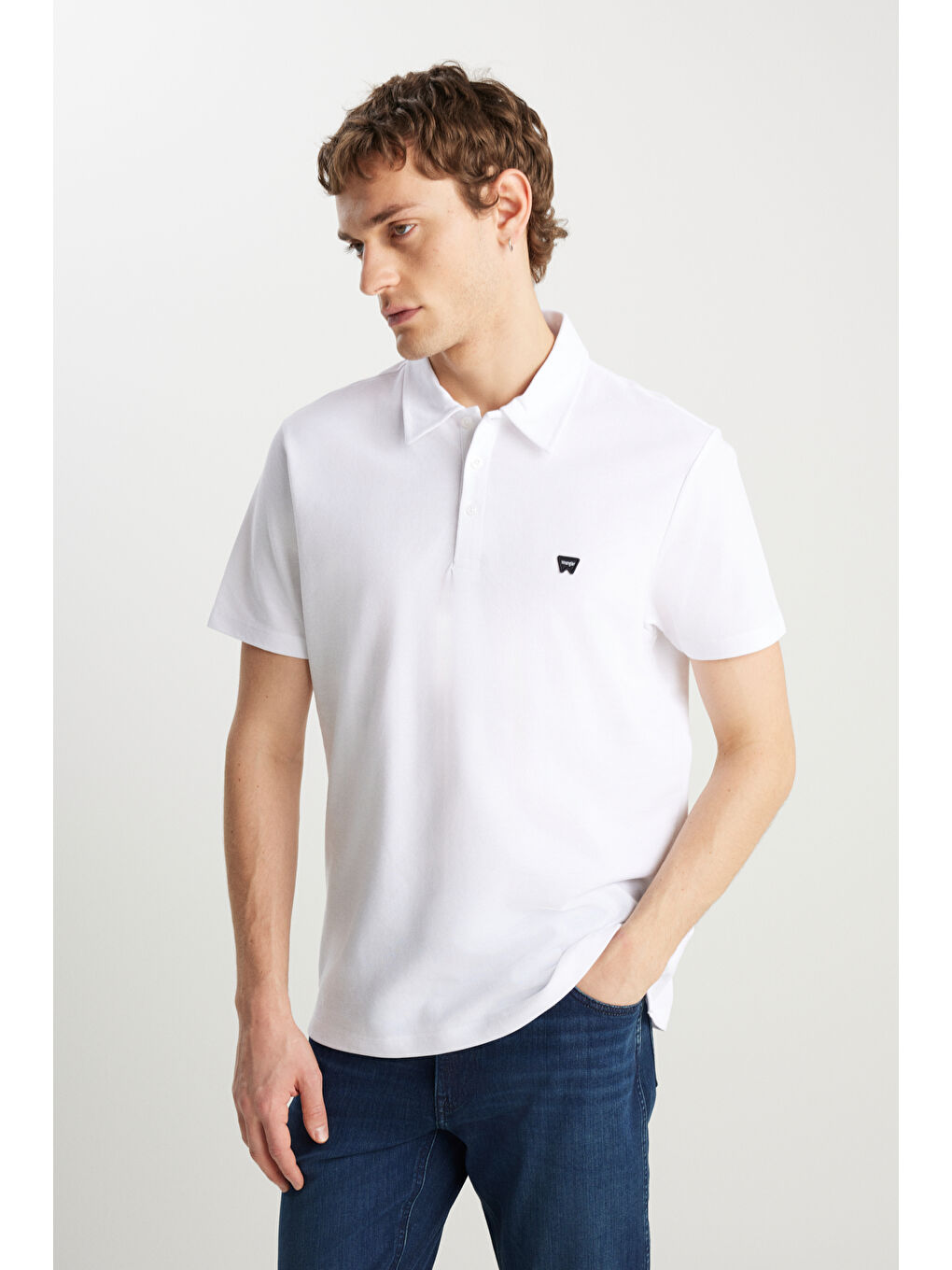 Regular Fit Normal Kesim Beyaz Polo Yaka Tişört-1