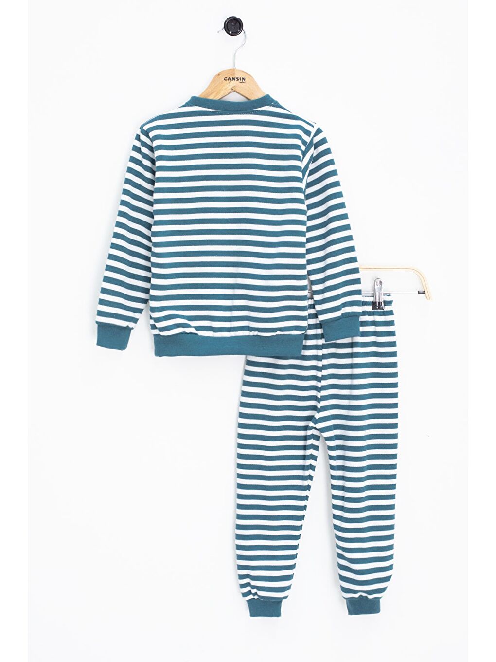 Turkuaz Erkek Çocuk Yazı Nakışlı Şardonlu 2'li takım 22707-3