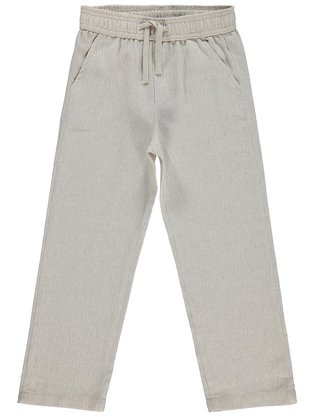 Boys Kendinden Desenli 10-13 Yaş Pantolon - Bej