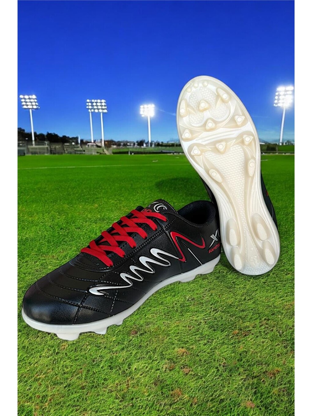 Erkek Krampon Dişli Futbol Ayakkabısı Siyah - Gümüş-1