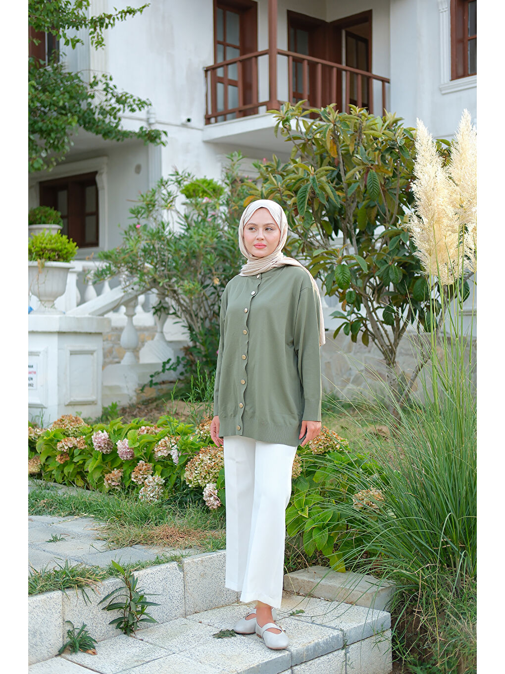 Kadın Ön Düğmeli Hırka Çağla Yeşil-3