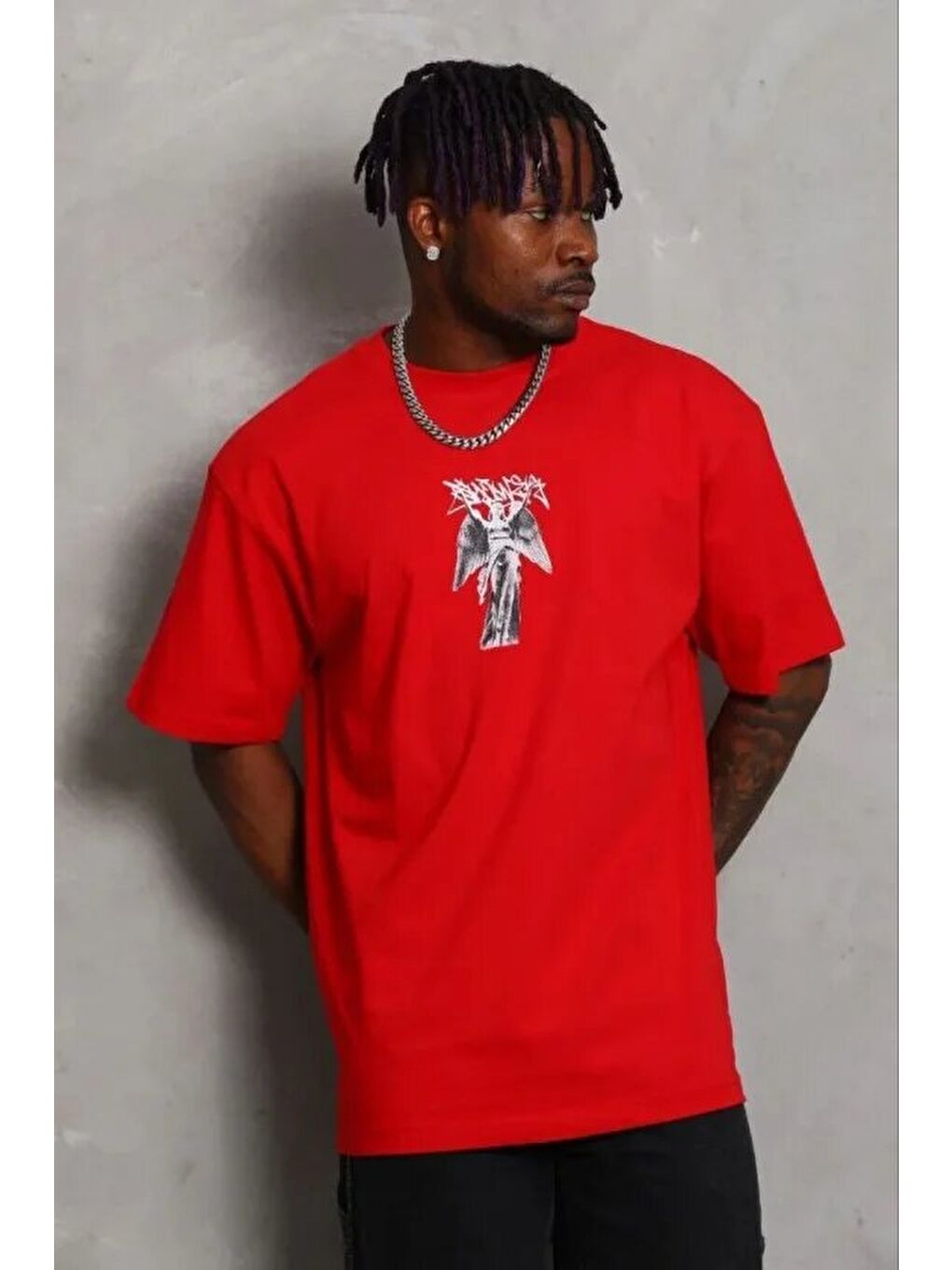 Kırmızı Erkek Baskılı Tişört