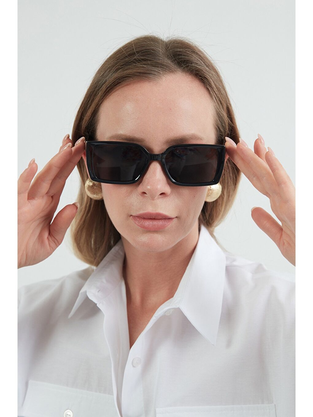 Siyah Dikdörtgen Çerçeveli Güneş Gözlüğü-2