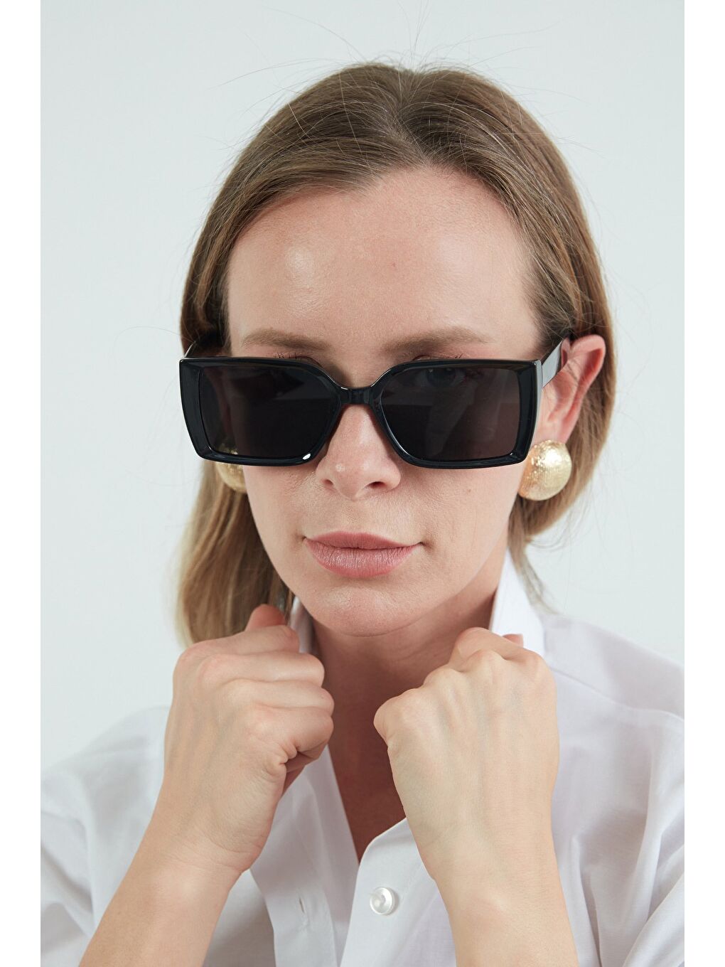 Siyah Dikdörtgen Çerçeveli Güneş Gözlüğü-3