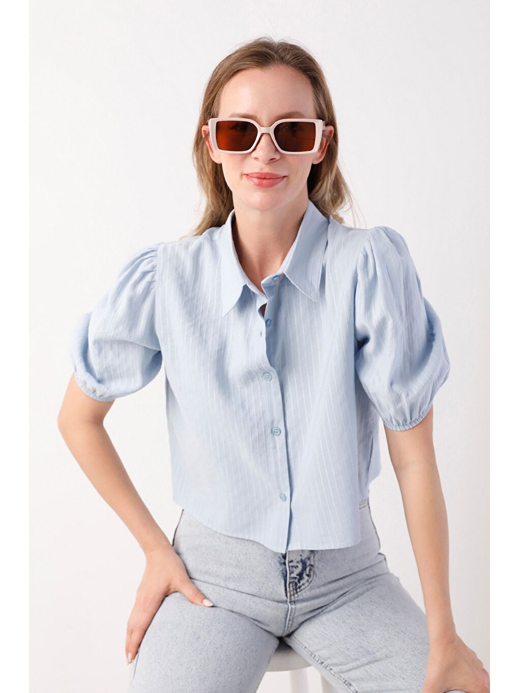 Bej Dikdörtgen Güneş Gözlüğü-4