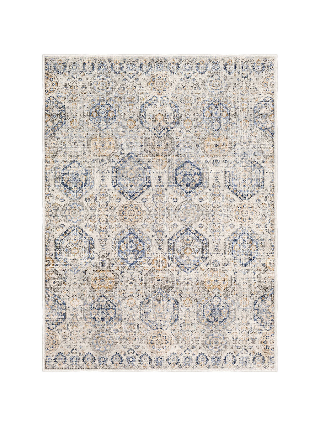 Mavi Dekoratif Özel Tasarım Yıkanabilir İnce Kaymaz Tabanlı Modern Halı KECE FR17