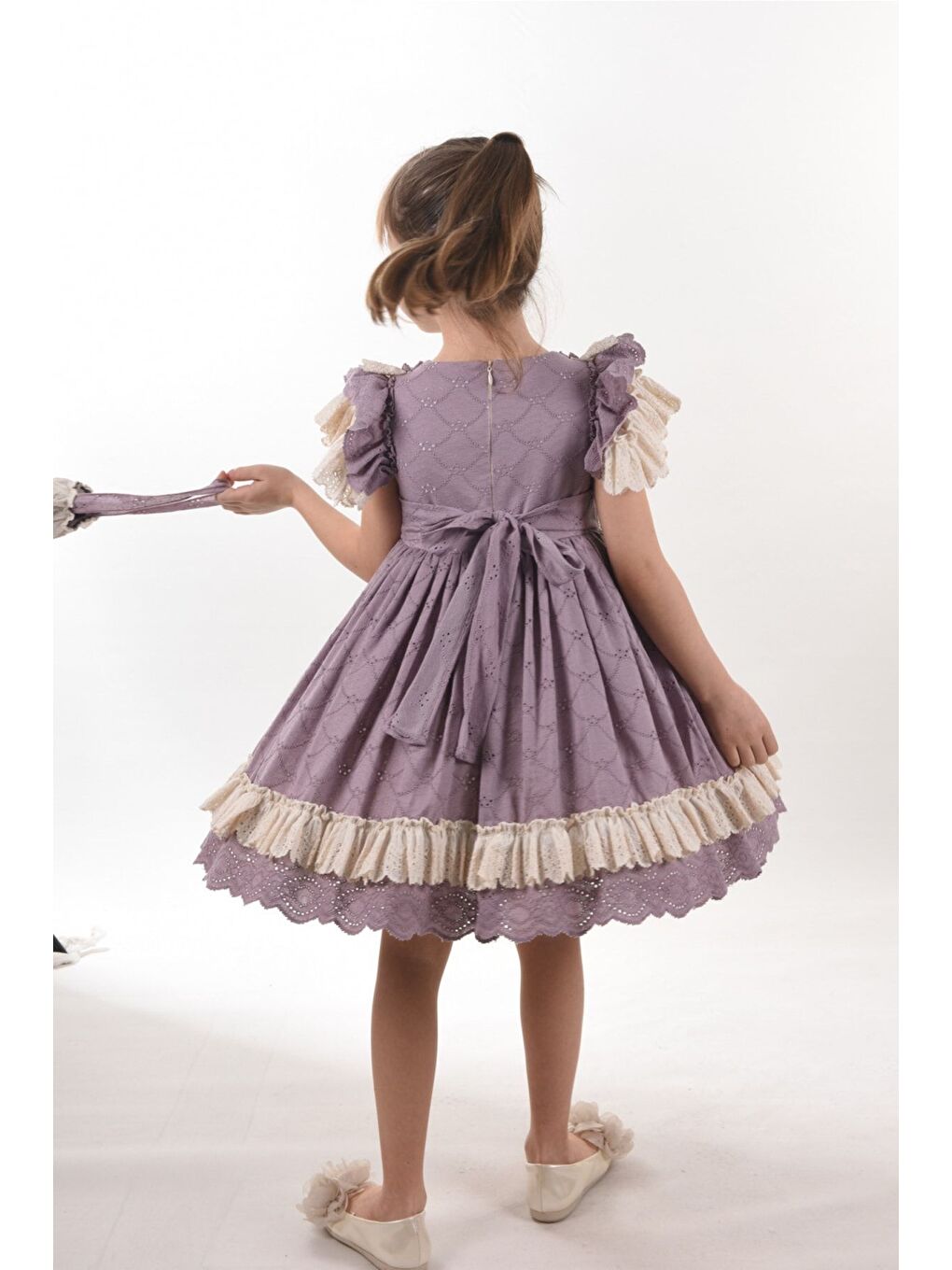 Lila Kız Çocuk Kısa Elbise_M2326-3