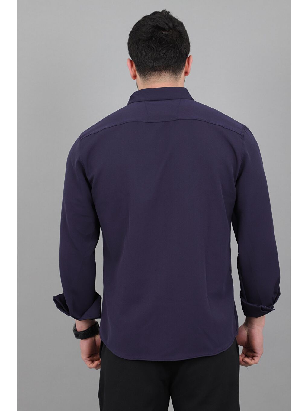 Lacivert Double Yazlık Uzun Kol Gömlek MRS 217_40416-4
