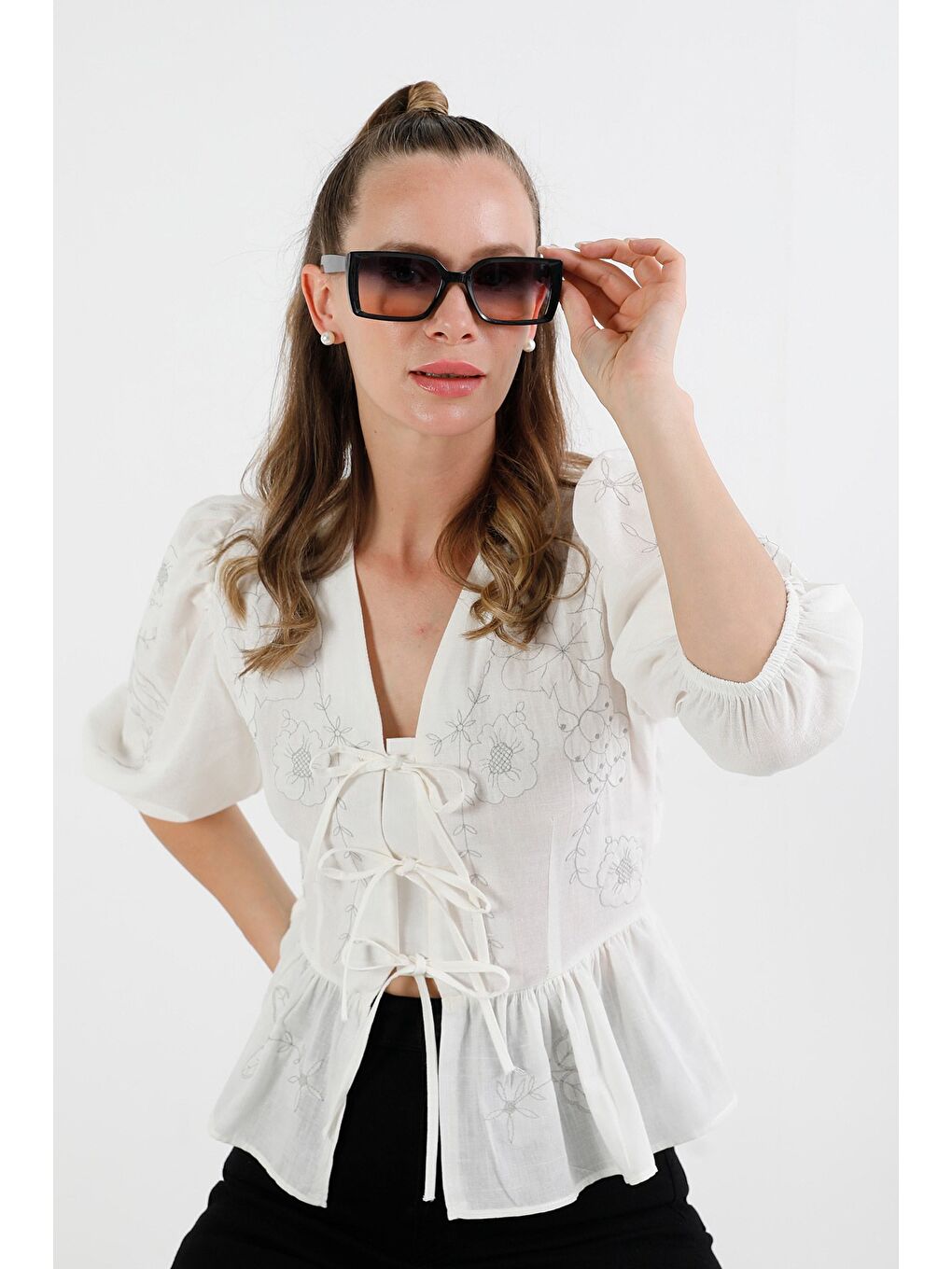 Kahverengi Dikdörtgen Çerçeveli Güneş Gözlüğü-1