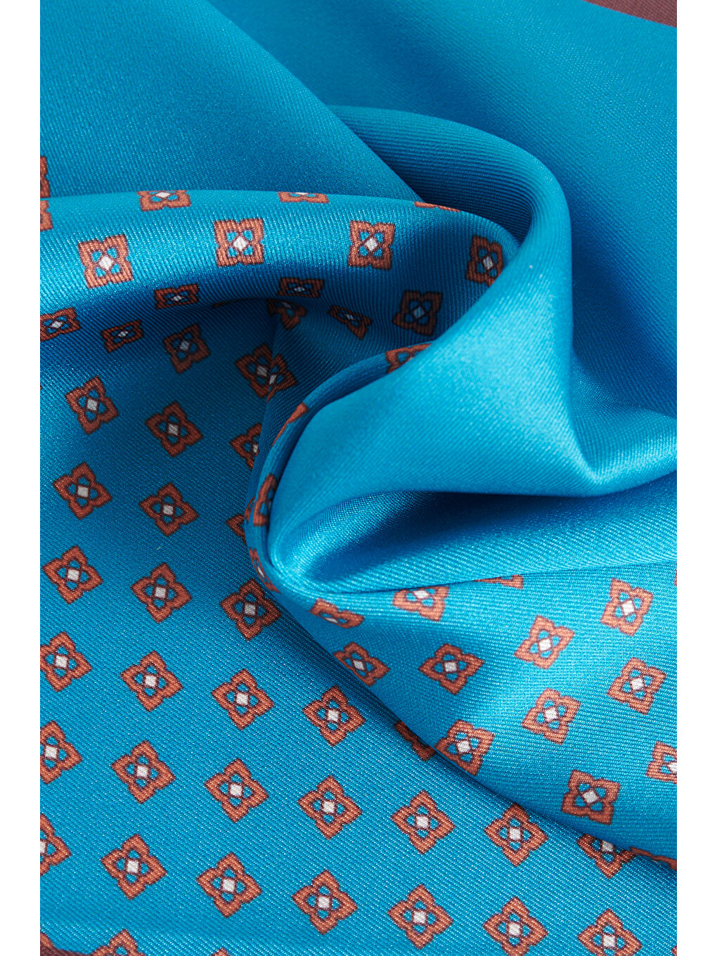 Kahverengi Erkek Kahve-Petrol Desenli Mendil-1