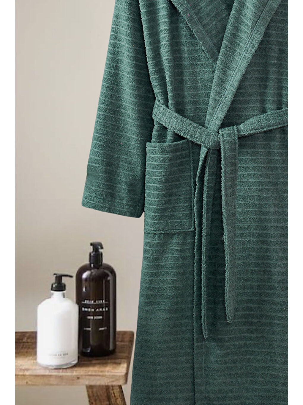 Kapüşonlu Bornoz Doğa Çağla Yeşili 2XL-1