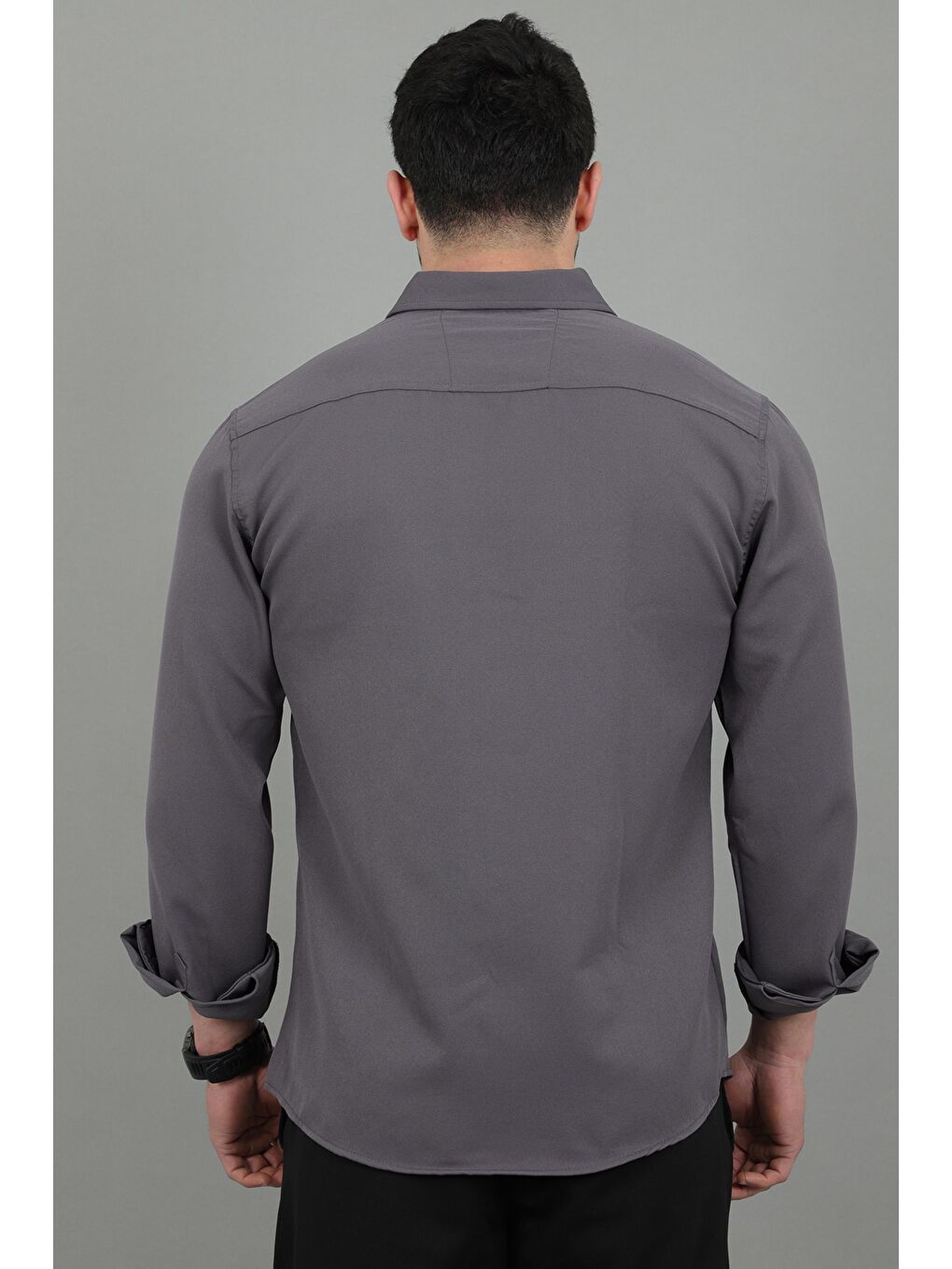 Antrasit Double Yazlık Uzun Kol Gömlek MRS 217_40416-5