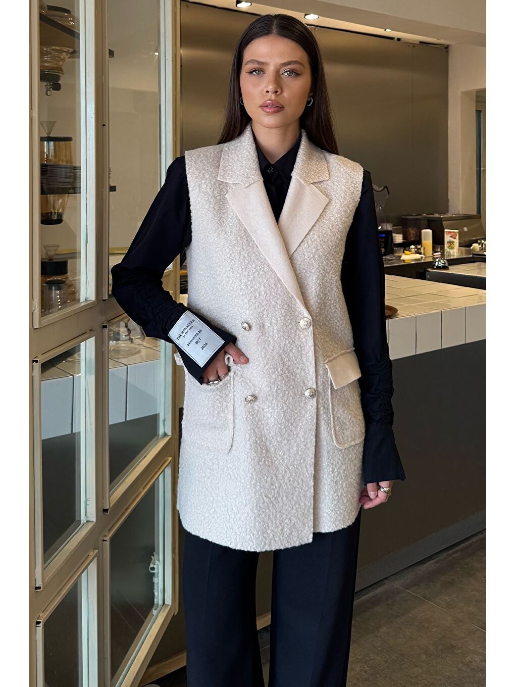 Bej Kadın Buklet Yelek-1