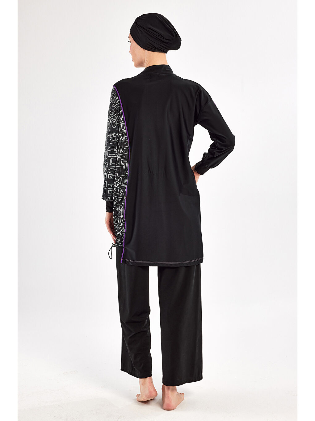 Elastanlı Bol Paça Tam Kapalı Tesettür Mayo 4539 Siyah-4