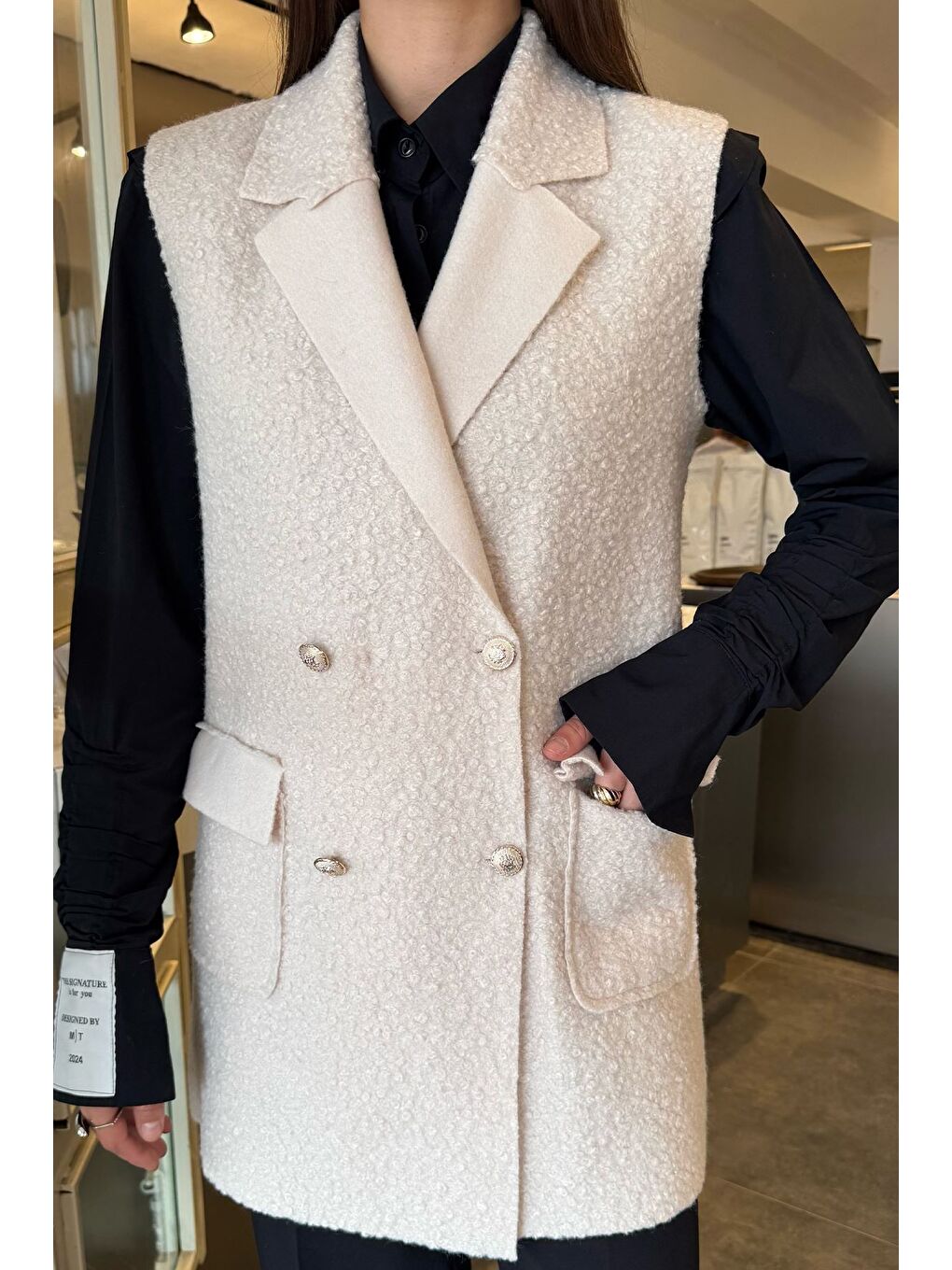 Bej Kadın Buklet Yelek-2