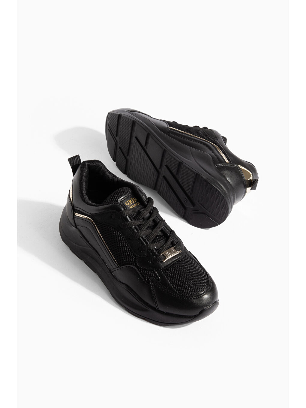 Siyah Grijak Günlük Ortopedik Kadın Sneaker Spor Ayakkabı-4