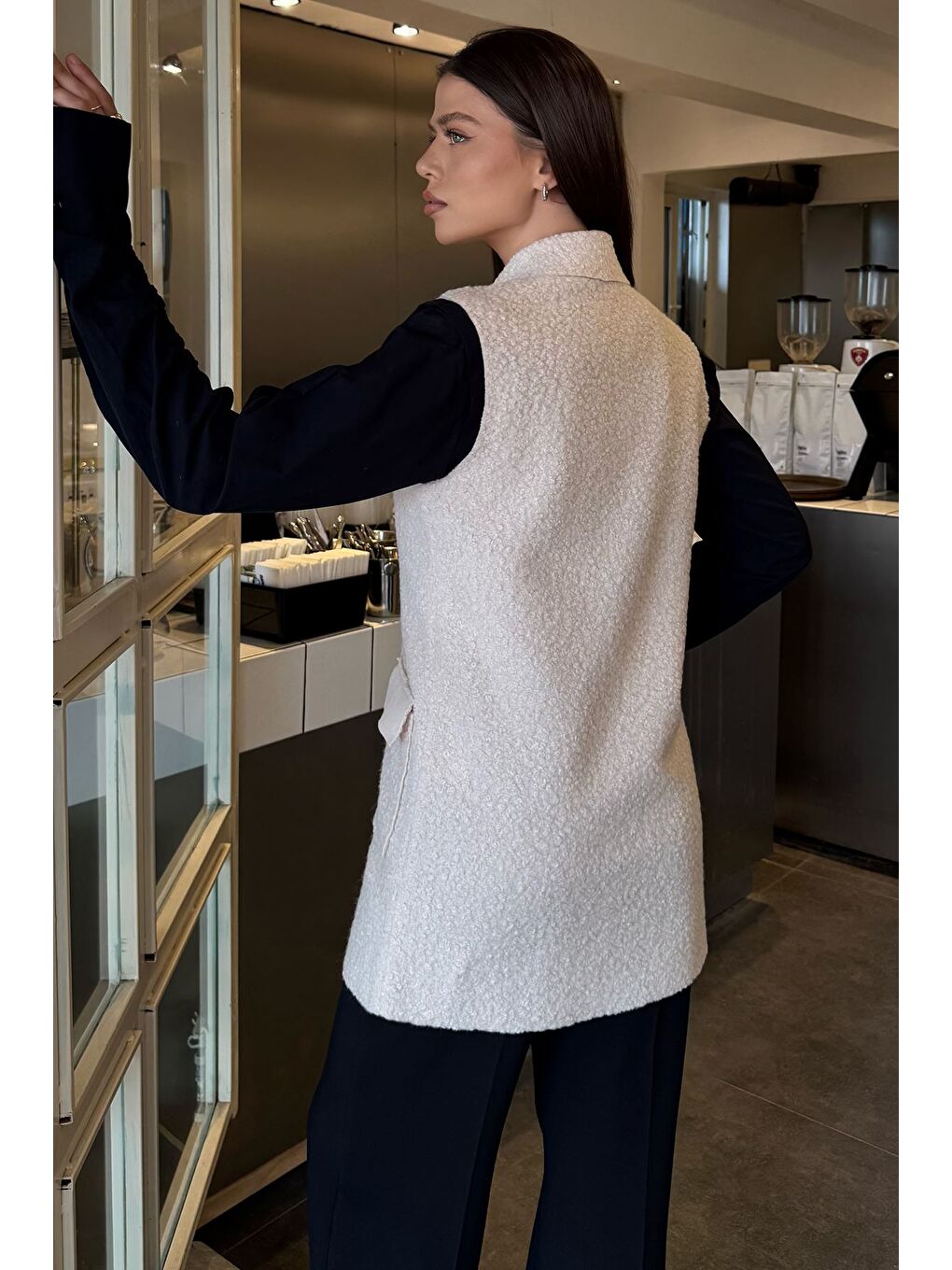 Bej Kadın Buklet Yelek-3