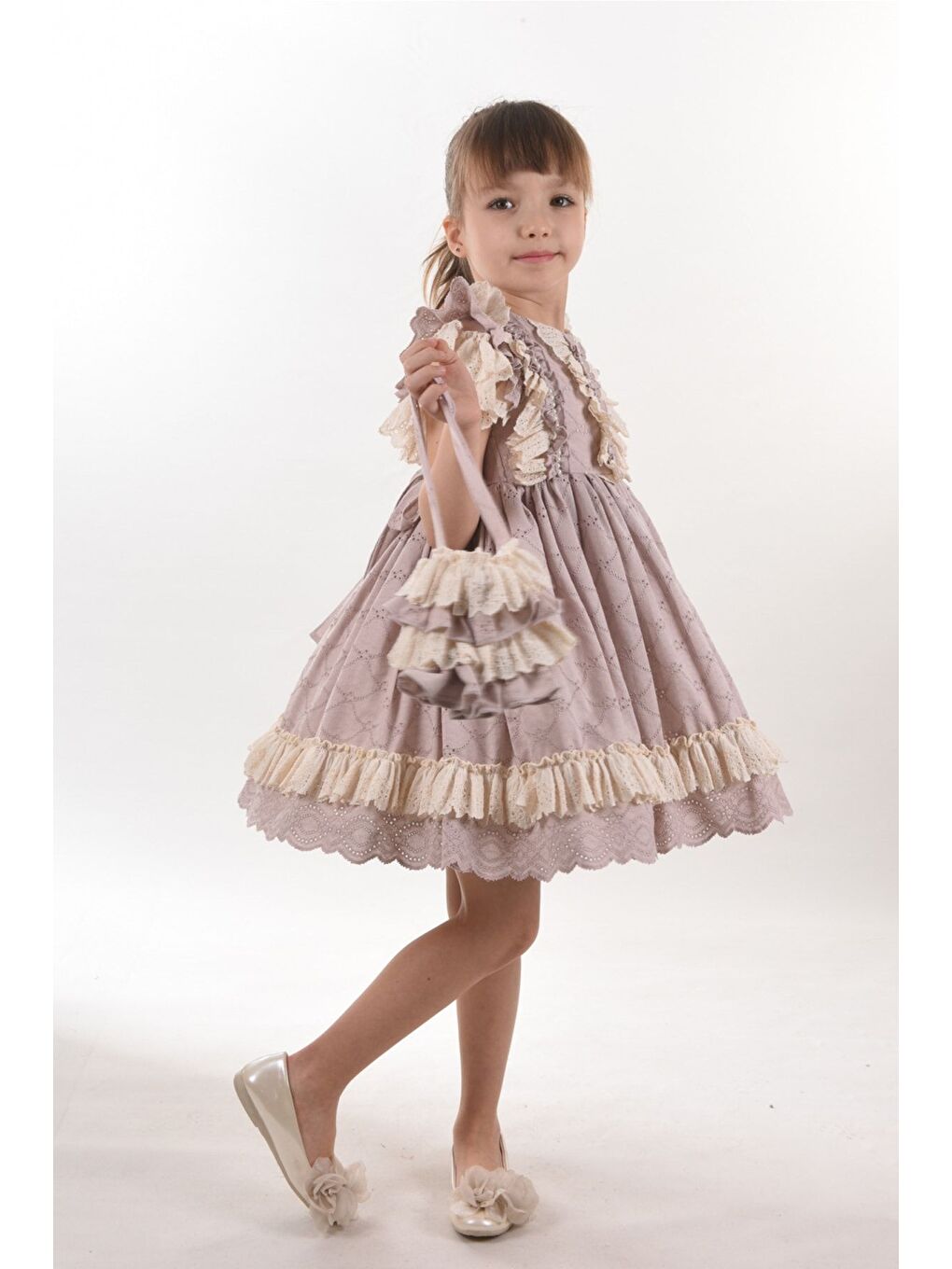 Pembe Kız Çocuk Kısa Elbise_M2326-4