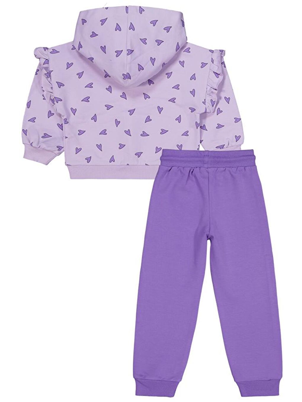 Girls Kalp Baskılı 2-5 Yaş Eşofman Takımı - Lila 4-5 Yaş-1