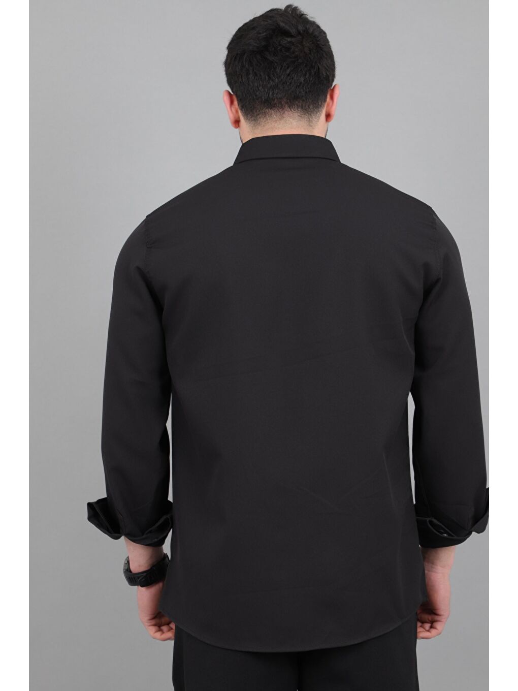 Siyah Double Yazlık Uzun Kol Gömlek MRS 217_40416-4