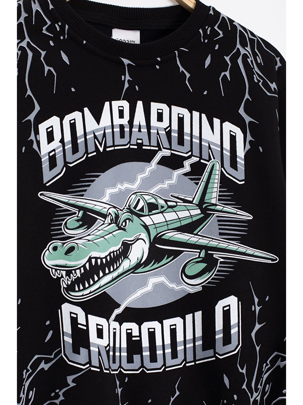 Siyah Erkek Çocuk Yazılı Karakter Baskılı Şardonlu Eşofman Takımı 23286-1