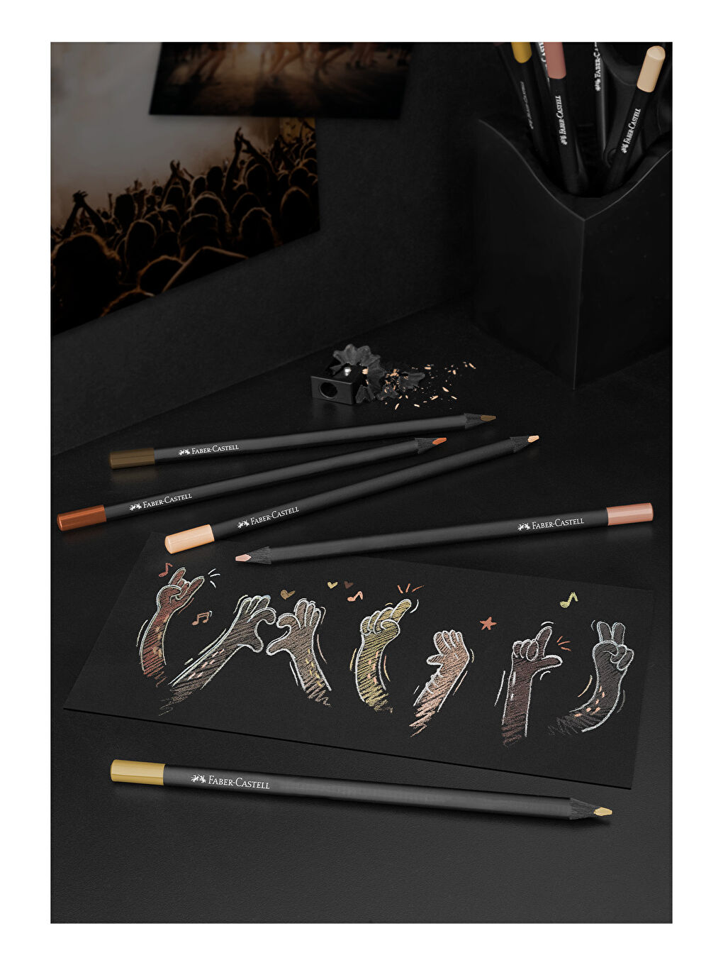 Black Edition Boya Kalemi 12’li Skin Tones, Siyah Lata, Siyah Kağıda Uyumlu, Ergonomik Üçgen Gövde-3