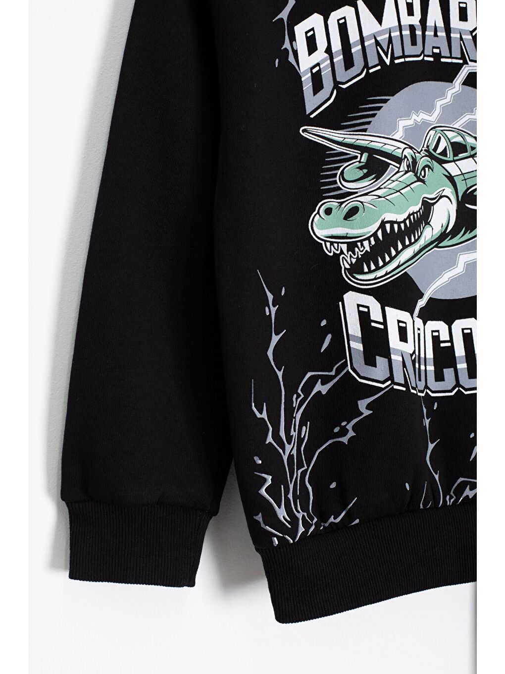 Siyah Erkek Çocuk Yazılı Karakter Baskılı Şardonlu Eşofman Takımı 23286-2