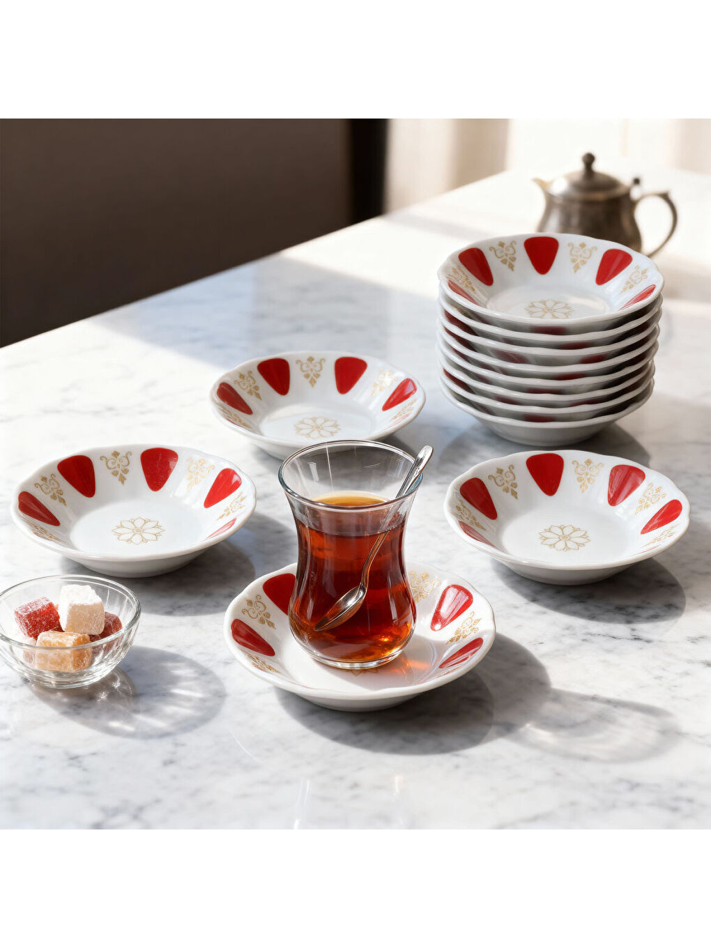 Ekru Acem 12 parça 10 cm Çay tabağı 90193