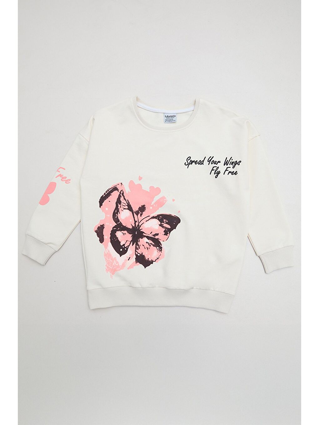 Pembe Kelebek Ve Yazı Baskılı Kız Çocuk 2 Li Takım-1