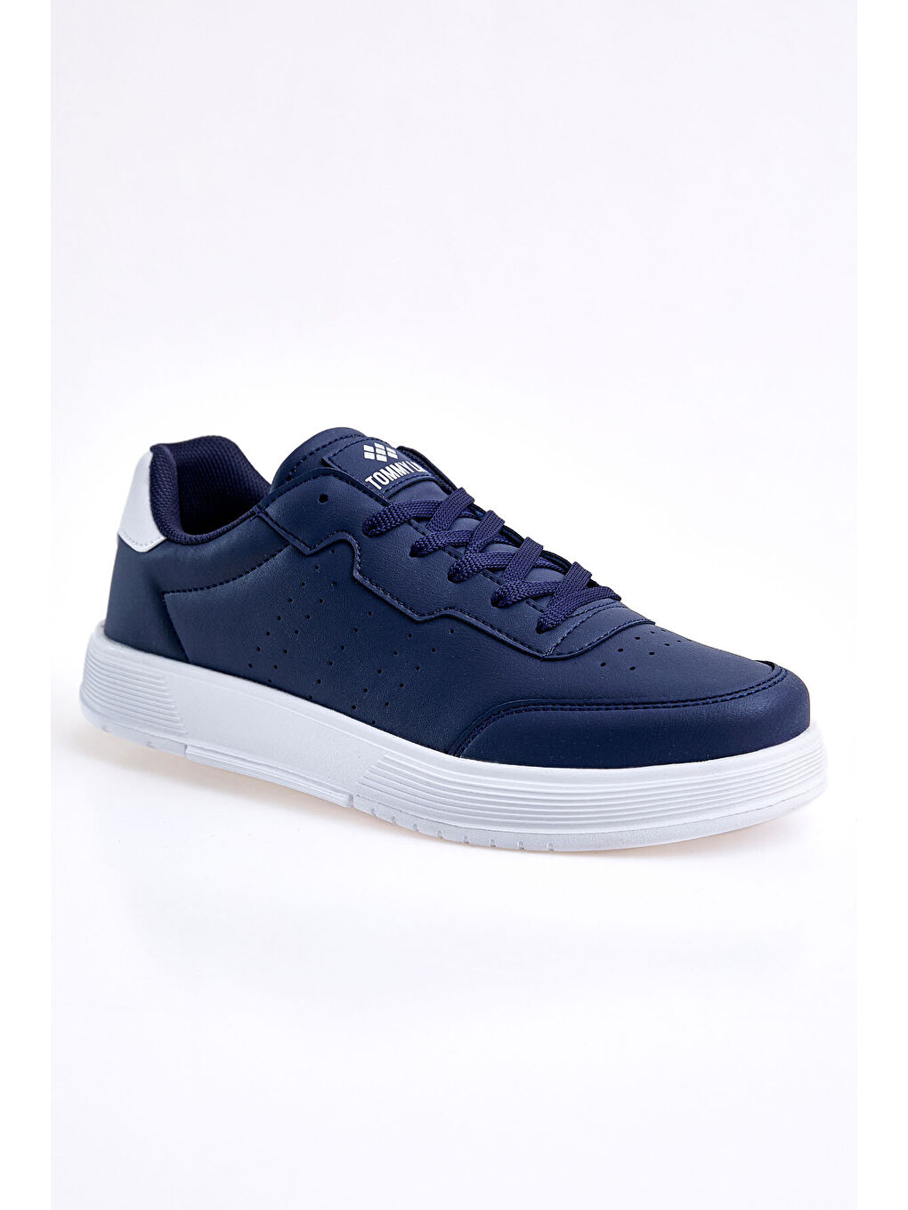 Lacivert Bağcıklı Yüksek Taban Suni Deri Erkek Spor Ayakkabı - 89132-3