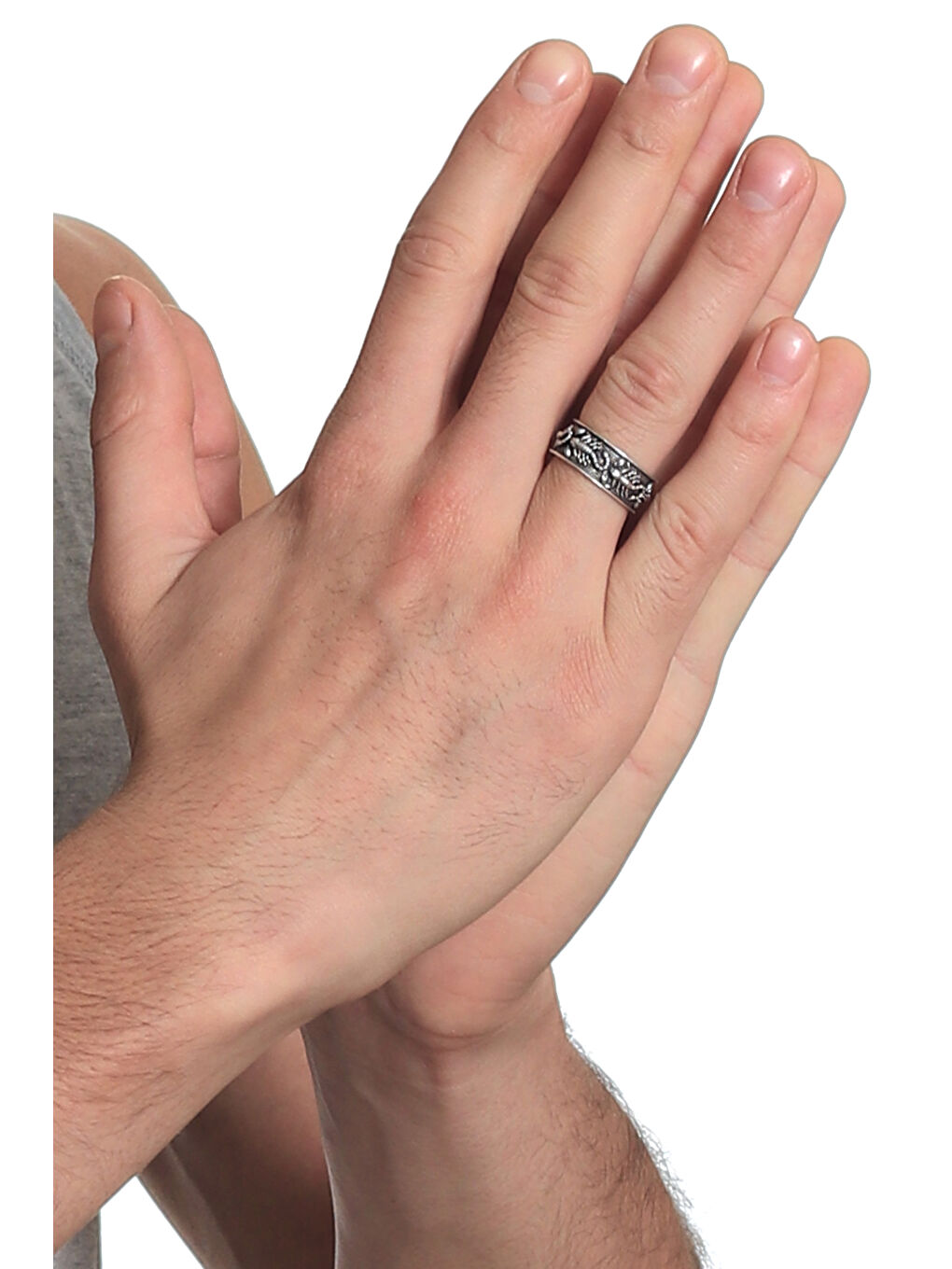 Gri Erkek Antik Gümüş Kaplama Akrep Figürlü Ayarlanabilir Yüzük-2