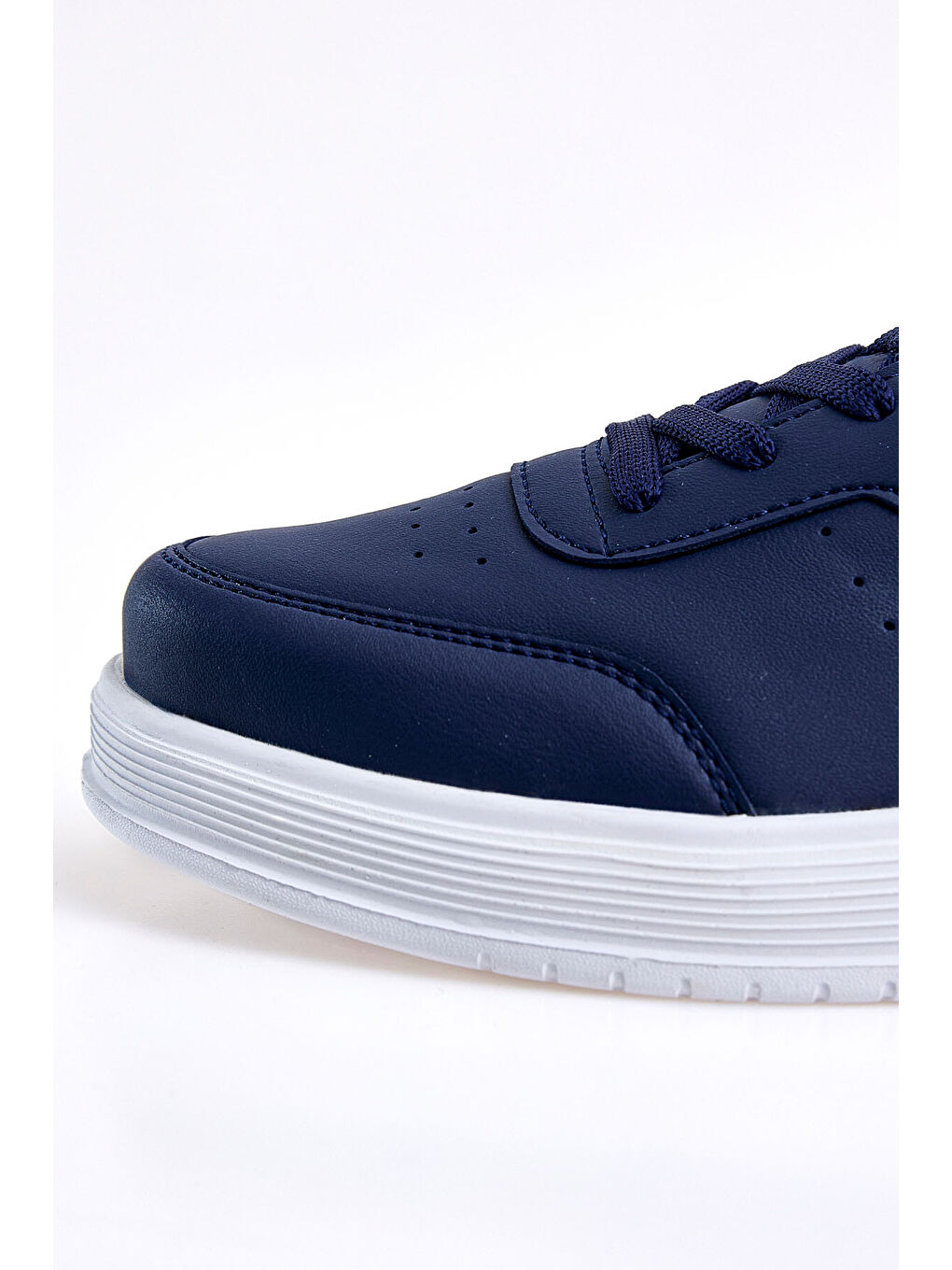 Lacivert Bağcıklı Yüksek Taban Suni Deri Erkek Spor Ayakkabı - 89132-4