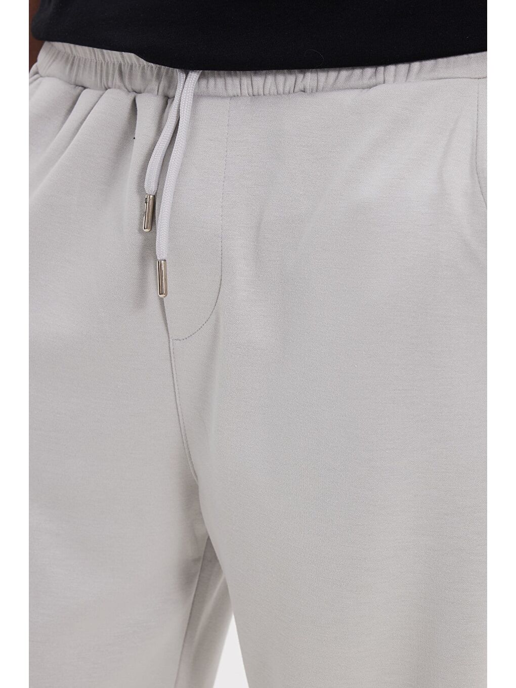 Bej Erkek Taş Baggy Fit Rahat Kesim Modal Kumaş Soft Doku Beli Bağcıklı Yan Cepli Eşofman Altı-3