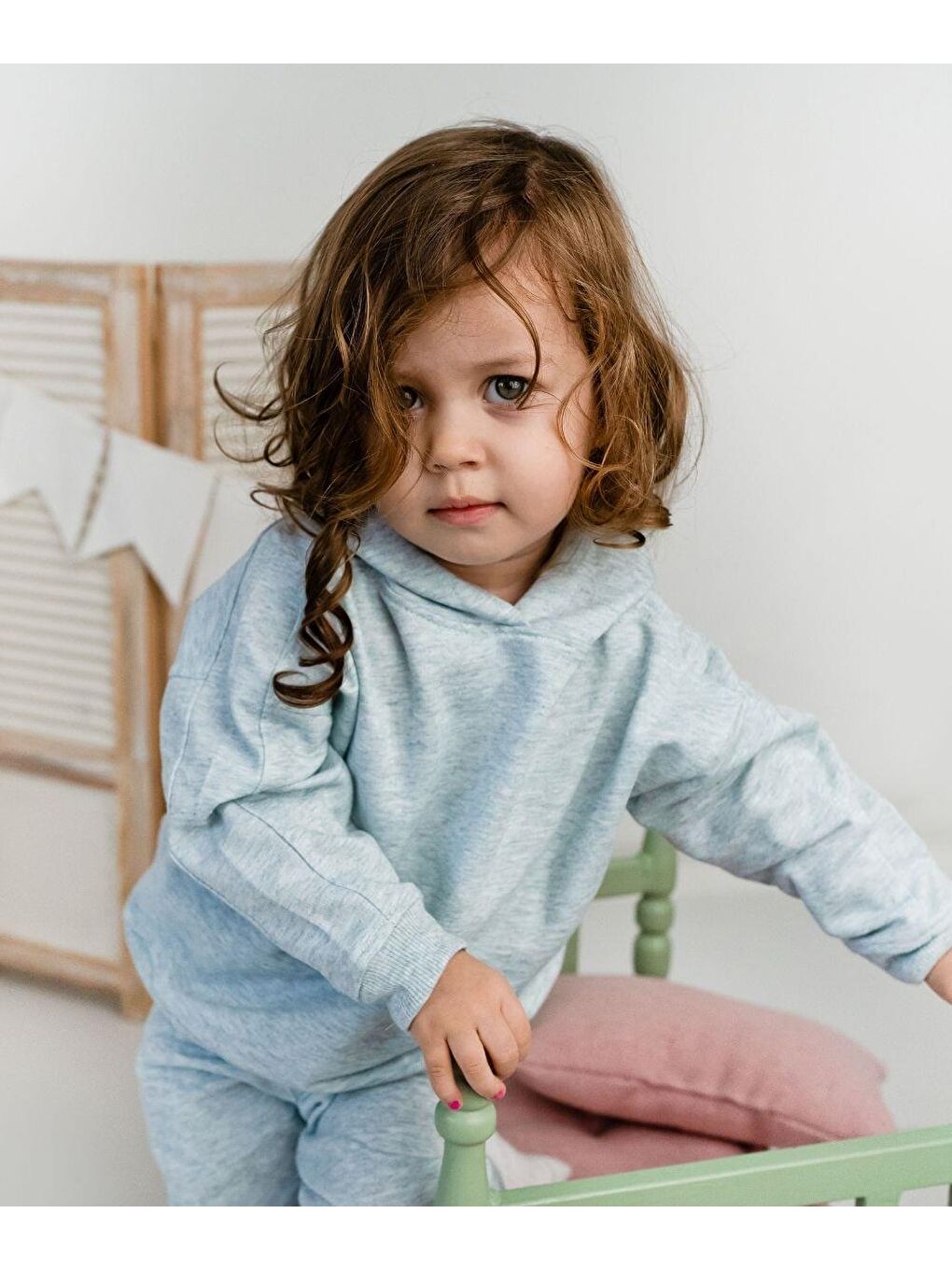 Yeşil Kapüşonlu Kız Bebek Sweatshirt