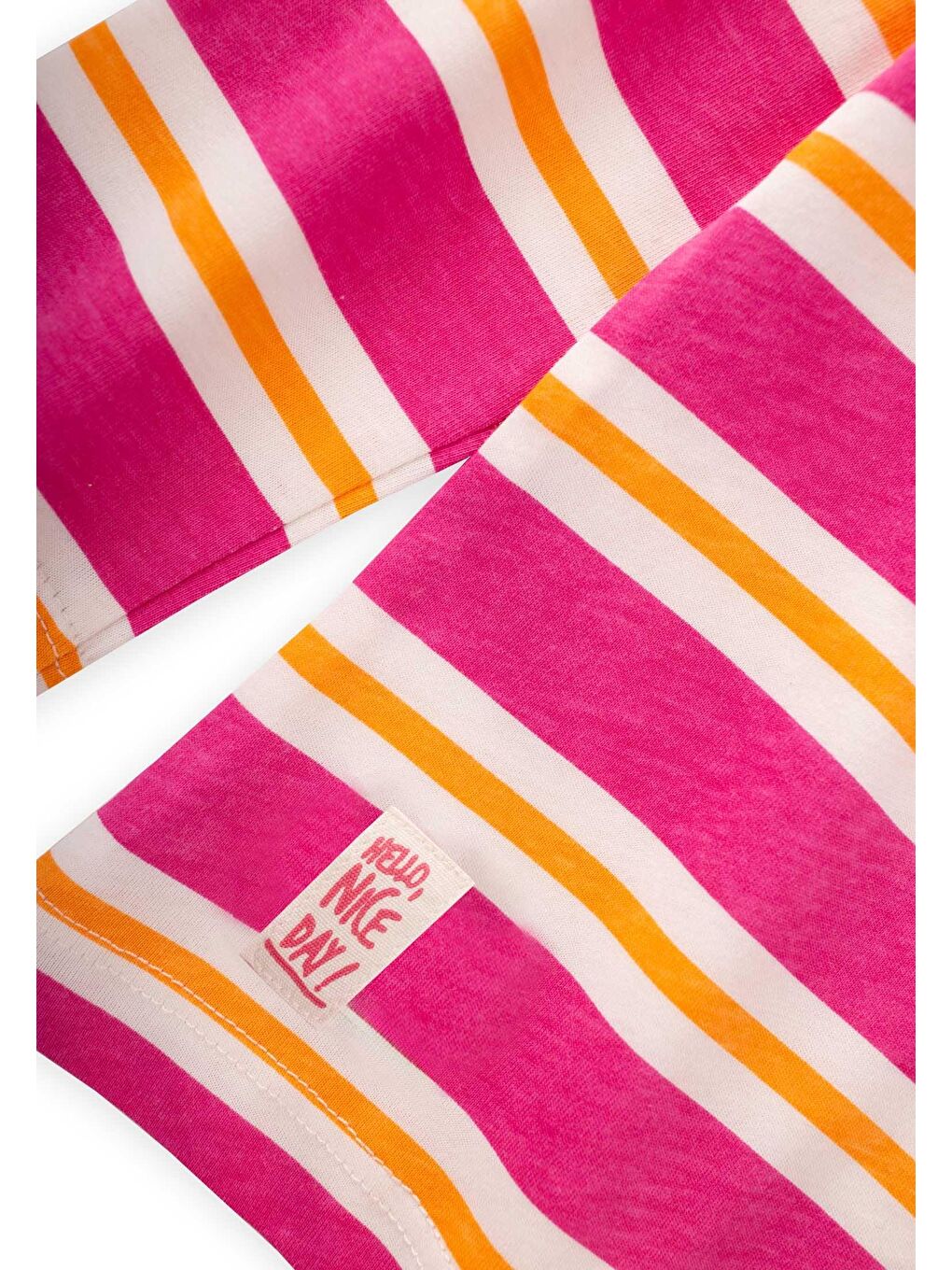 Çizgili Uzun Kollu T-Shırt Takım 2-12 Yaş Fuşya Turuncu Çizgili-2