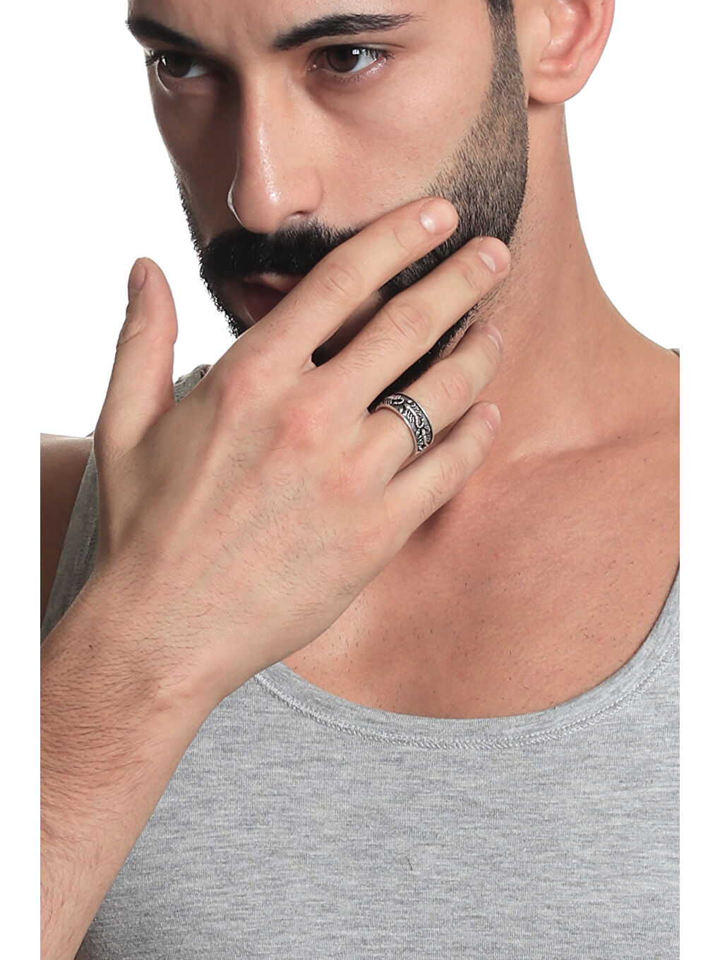 Gri Erkek Antik Gümüş Kaplama Akrep Figürlü Ayarlanabilir Yüzük-4