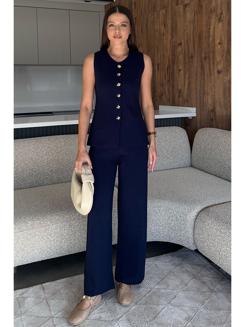 Lacivert Yelek Pantolon Triko İkili Takım