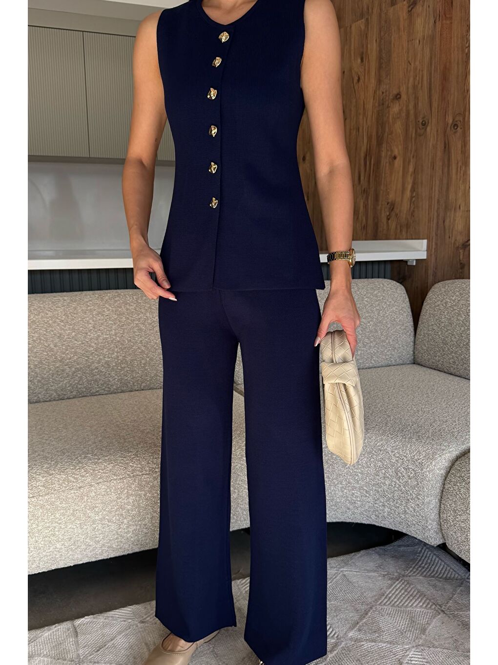 Lacivert Yelek Pantolon Triko İkili Takım-1