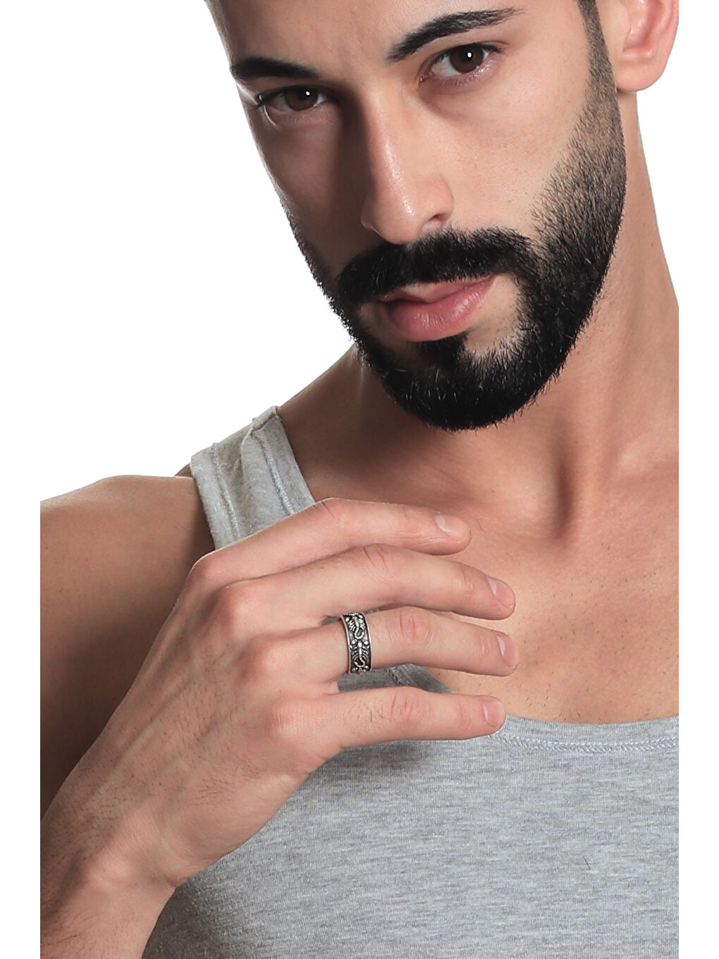 Gri Erkek Antik Gümüş Kaplama Akrep Figürlü Ayarlanabilir Yüzük-5